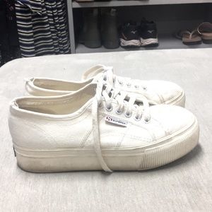 Cream Superga Flatform Sneaker